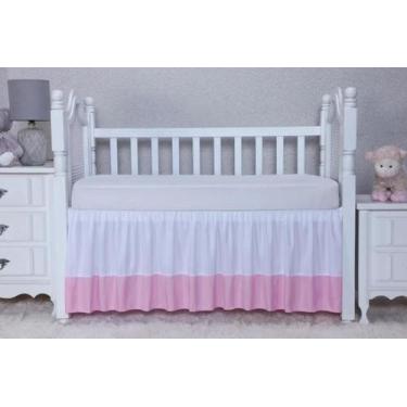 Imagem de Saia De Berço Com Barrado Padrão Americano Ou Nacional Rosa - Nathalia