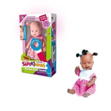 Imagem de Boneca Que Fala Sapekinha Negra Primeiros Sons - Milk Brinquedos