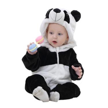 Imagem de Macacão Pijama Inverno Bebê Bichinhos Infantil - Rey Shop, Panda, 12-1