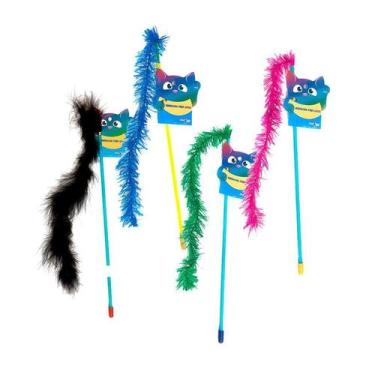 Imagem de Brinquedo Plumas e Penas Varinha Marabu Pena para Gatos - Cores Sortid