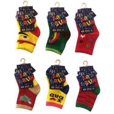 Imagem de Kit c/ 6 Meia Recém Nascido Bebê Menino Artbrun, 8 a 24 meses