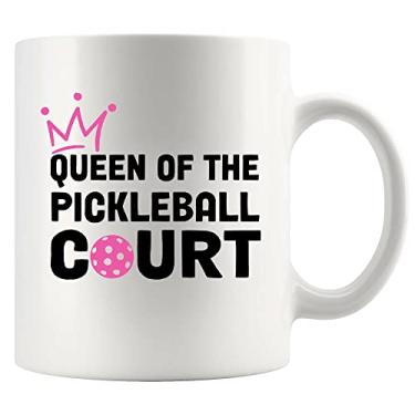 Imagem de Panvola Queen of the Pickleball Court Pickleball Presentes para mulheres, esposa, mãe, avó, tia, namorada, caneca de cerâmica presentes para amantes de pickleball xícara de café (branco, 325 ml)