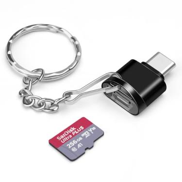 Imagem de AIYEEN Adaptador de leitor de cartão/cartão de memória TF tipo C com chaveiro, leitor USB 3.0 Tipo-C para Micro SD SDHC SDXC OTG, compatível com iPhone 15 Pro Max Mac Windows Linux PC Samsung Galaxy