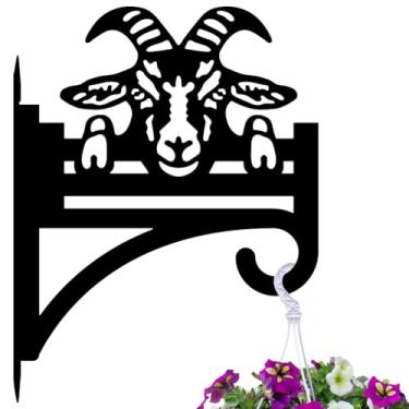 Imagem de peacoblue Ganchos de ferro para pendurar plantas internas ao ar livre, vasos de samambaias, lanterna, alimentador de pássaros, sinos de vento, 30,5 x 40,6 cm, suporte de parede de metal resistente ao