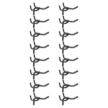 Imagem de HARFINGTON 60 peças de ganchos para prateleiras de quadro de estacas de aço inoxidável de 5 cm, suporte para pendurar na parede, ferramentas de organização para bancada, garagem, cozinha, loja, preto