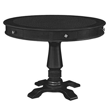 Imagem de Mesa de Jogos Carteado Redonda 4 Lugares Victoria Tampo Reversível com Gavetas e Porta Copos Preto Fosco - Gran Belo