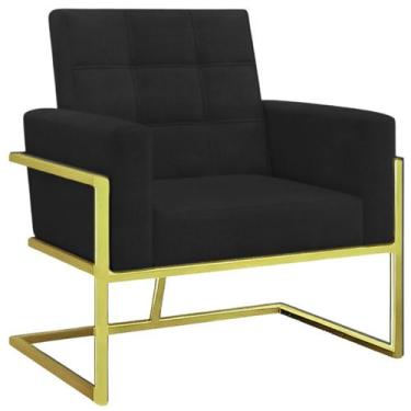 Imagem de 1 Poltrona Base de Ferro Dourado Cadeira para Sala de Espera Recepção 