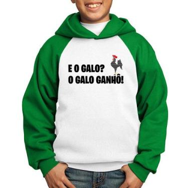 Imagem de Moletom Infantil E o galo O galo ganhô! - Foca na Moda, Branco, Verde,