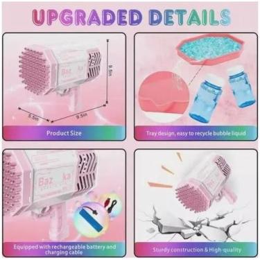 Imagem de Lançador Pistol De Fazer Bolinhas De Sabão Automático Emite Luz . - fu