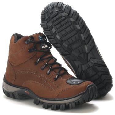 Imagem de Bota Masculina Coturno Tratorada Couro Resistente a Água - Ical, Marro