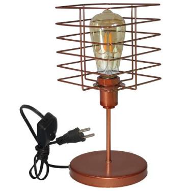 Imagem de Luminária Mesa Abajur Mini Aramado Boxy Cobre P/Decorar - Jota Ilumina