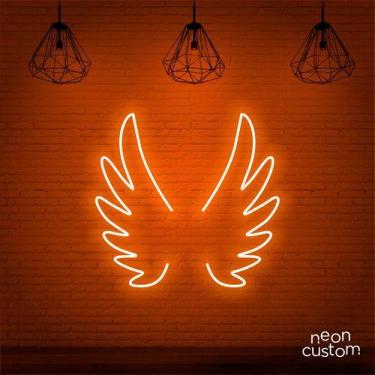 Imagem de luminaria letreiro Neon Led Asas Anjinho 100x100 luminoso decoração p/