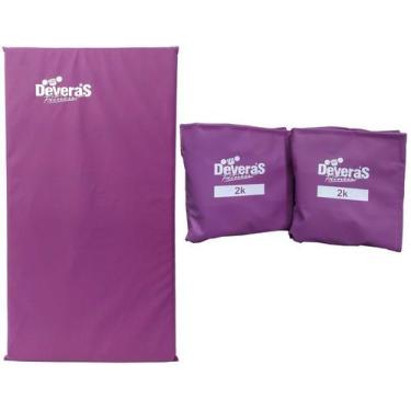 Imagem de kit treino em casa tornozeleira peso 2 kg e colchonete para academia -