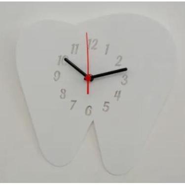 Imagem de Relógio Acrílico Dente Branco Sala Escritório Consultório Dentista - A