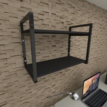 Imagem de Prateleira industrial para escritório aço cor preto prateleiras 30 cm 