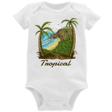 Imagem de Body Bebê Tropical Beach - Foca na Moda, Branco, GG