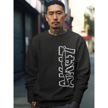 Imagem de Blusa De Frio Moletom Masculino Sem Capuz Careca Flanelado Algodão Pre