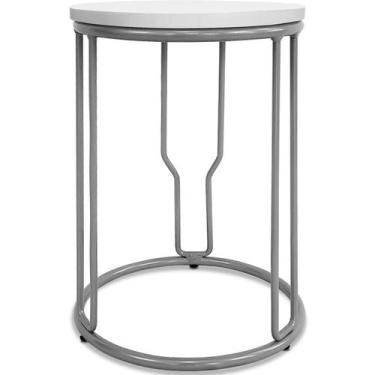 Imagem de Banco Banquinho Baixo Redondo Uganda Cozinha Área De Lazer Prata - Gen