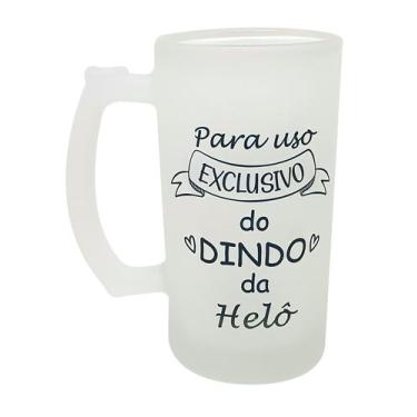 Imagem de Caneca Vidro Jateado Chopp Mimo para Uso Exclusivo do Dindo - GMH 