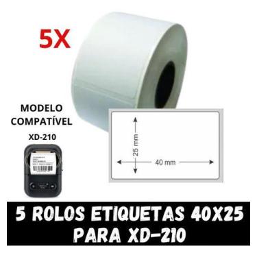 Imagem de 5 Rolo Etiqueta adesiva para Xd-210 XD-310 PT-260 - 40x25 - Xd Mega, B