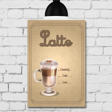 Imagem de Placa Decorativa MDF Tipos de Café Latte 30x40 - Quartinhos