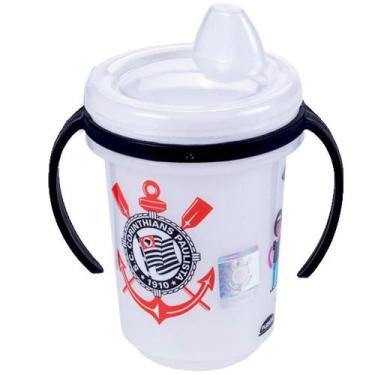 Imagem de Copo Caneca Trio Corinthians Infantil Não Vaza Atóxico - Plasutil