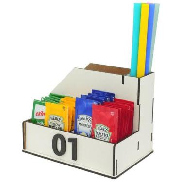 Imagem de 40 Porta Sachê Canudos Guardanapo Temperos Açucar Cafeteria Branco - M