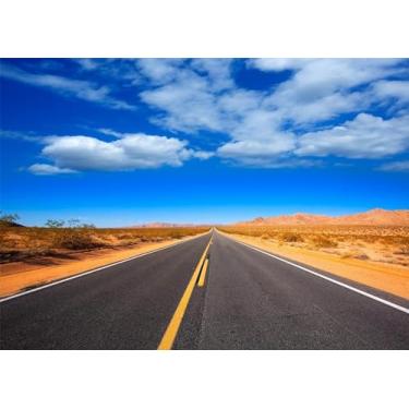 Imagem de CORFOTO Tecido de 3 x 2,4 m, pano de fundo de rodovia do deserto, campo, deserto, rota 66 do vale da morte, pano de fundo reto para viagem, festa, banner, sessão de fotos para homens e crianças,
