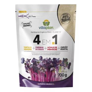 Imagem de Fertilizante Adubo Orgânico 4 em 1 Torta Farinha Humus Carvão Vitaplan