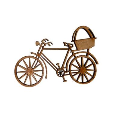 Imagem de Aplique Bicicleta com Cesto 7,5x5 Kit 10un Mdf Cru - ATACADÃO DO ARTES
