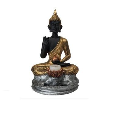 Imagem de Incensário Buda Hindu com Base Redonda Altíssima Qualidade Resina Deco
