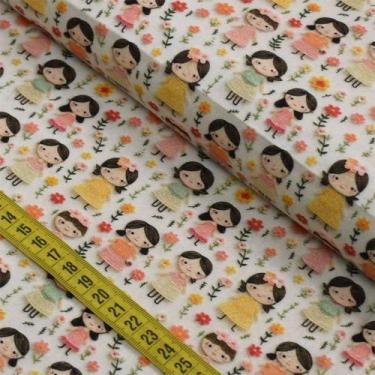 Imagem de Tecido Estampado Para Patchwork - Meninas Bordadas 6 (0,50x1,40) - Fab