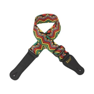 Imagem de Correia de Guitarra Ajustável em Algodão Puro - Multicolorida para Bai