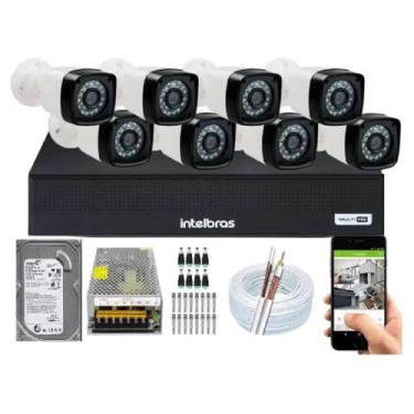 Imagem de Kit Cftv 8 Cameras Segurança Hd Dvr Mhdx Intelbras C/HD