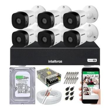 Imagem de Kit Cftv 6 Câmeras Multi Hd Dvr 8 Canais Intelbras 1108