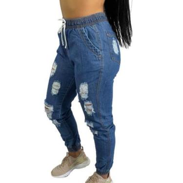 Imagem de Calça Jeans Jogger Feminina C/ Elástico Blogueira C35 - Fanáticos Por 