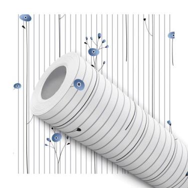 Imagem de Papel De Parede Adesivo Lavável Cozinha Floral Classico Flor Azul - DE