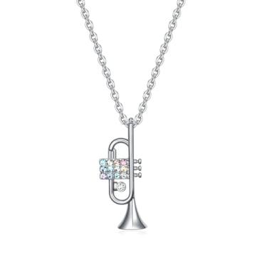 Imagem de VEEHOO Colar de violino/guitarra/piano/trompete/saxofone, harpa/tambor/violoncelo para meninas, mulheres, amantes de música, joias presentes para mulheres e meninas, Strass, Strass