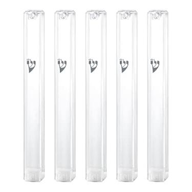 Imagem de SUPER STAM MEZUZAH CASE Holder Plastic Silver shin Rectangle Shape 5.3/4 INCH -14.5x2x2 c''m Waterproof Rubber Cork lot of 5 (Clear, 12 (for 12 cm Scroll)