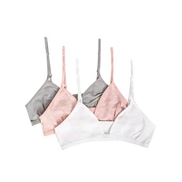 Imagem de Fruit of the Loom Sutiã conversível de algodão para meninas grandes, pacote com 3, Blush Zen Dot/Branco/Cinza mesclado, 34