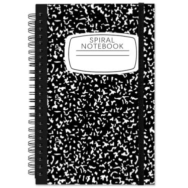 Imagem de Cabreche Caderno espiral, caderno espiral pautado de capa dura, tamanho A5 14 x 21 cm, papel grosso 80 g/m2, 60 folhas 120 páginas, para meninas, mulheres, escola, fofo, caderno de redação, preto