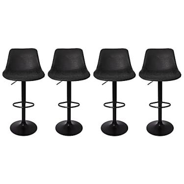 Imagem de Kit 04 Banquetas Altas Giratórias Com Base Eletrostática Roma Vintage Preta