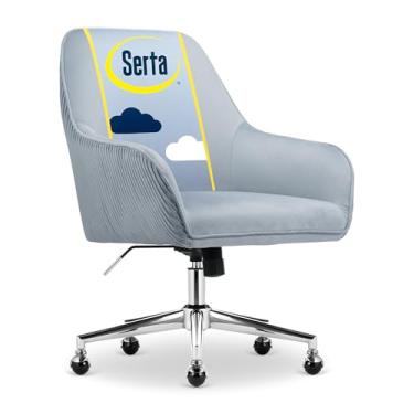 Imagem de Serta Chloe Cadeira de escritório moderna, design plissado e curvado no meio das costas, almofada média firme, poltrona com detalhes de meados do século, cadeira feminina de penteadeira ou maquiagem,
