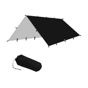 Imagem de Tenda de acampamento dobrável lona toldo dossel 300x300cm portátil multiuso resistente a rasgos para sentar, relaxar capa de chuva, Preto