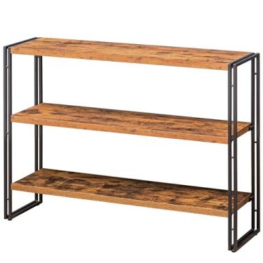 Imagem de BCLOUDNEST Estante de Livros, Estante Horizontal de 3 Camadas, Prateleira Industrial para Sala de Estar, Escritório em Casa, Cozinha, Estilo Rústico Moderno