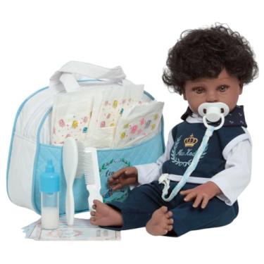 Imagem de Boneco Reborn Negro Realista 100% Silicone Com 11 Acessórios