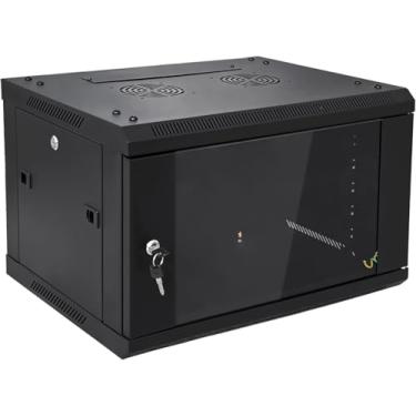 Imagem de Gabinete de servidor 6U para montagem na parede, porta de vidro com trava NETECABLE