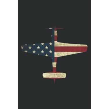 Imagem de Patriotic Veteran P 51 Mustang Fighter Warbird Plane Us Flag: Lined For Memo Diary Journal, Memo Diary Subject Notebooks Planner for Travelers, Students, Office - 6" x 9", 100 Pages