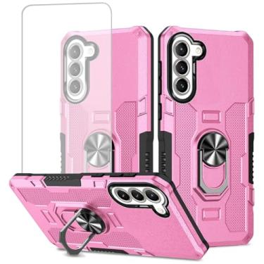 Imagem de Ueokeird Capa para Galaxy A16 5G, capa para Samsung A16 SM-A166B com protetor de tela de vidro temperado, proteção resistente com anel de metal suporte magnético capa de telefone para Samsung Galaxy