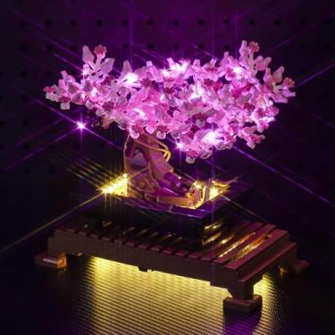Imagem de Hilighting kit de luz LED atualizado compatível com lego bonsai tree, apresenta conjunto de construção de flores de cerejeira, decoração de luzes compatível com lego 10281 (modelo não incluí
